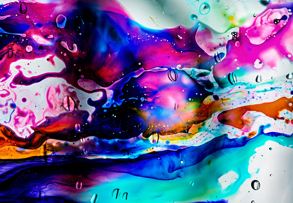 Jasmin Javon abstract macro photo of colorful dyes mixed with oil and water